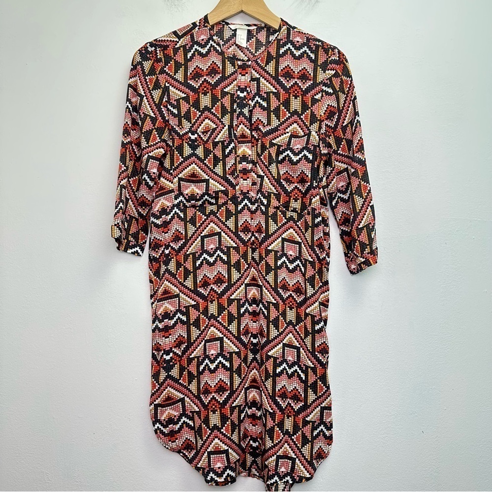 H&M Size 2 Aztec Print Tunic Shirt Dress